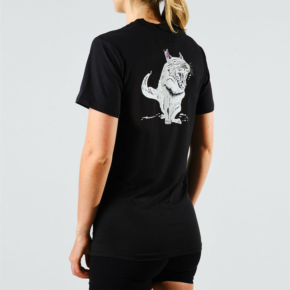 Eco-Friendly Women's Running Shirts: Tarkine Ultra-Eco Tee in Tassie Devil Black - Premium  from TARKINE SPORT - Just $60! Shop now at TARKINE ATHLETICS