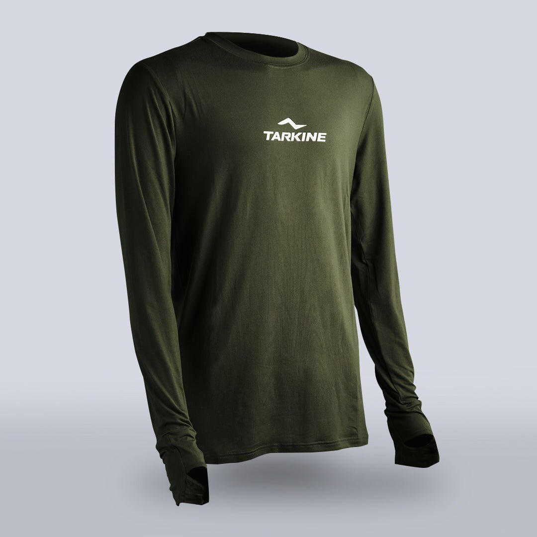 Men's Tarkine Long Sleeve Ultra-Eco Run Tee (Dark Green/Standard Thickness) - Premium  from TARKINE SPORT - Just $86! Shop now at TARKINE ATHLETICS