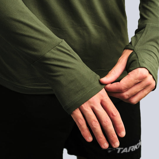 Men's Tarkine Long Sleeve Ultra-Eco Run Tee (Dark Green/Standard Thickness) - Premium  from TARKINE SPORT - Just $86! Shop now at TARKINE ATHLETICS