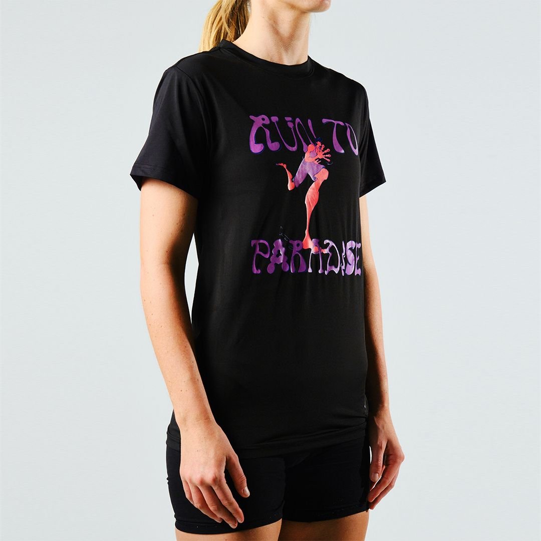 Women's Tarkine Ultra-Eco Run Tee (Run to Paradise Black/Thin) - Premium  from TARKINE SPORT - Just $55! Shop now at TARKINE ATHLETICS