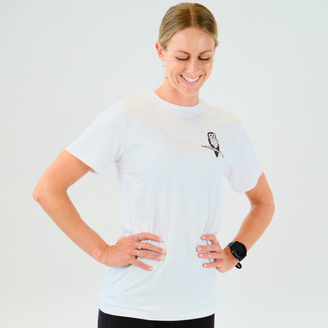 Tarkine Ultra-Eco Run Tee (Masked Owl White/Thin) - TARKINE ATHLETICS