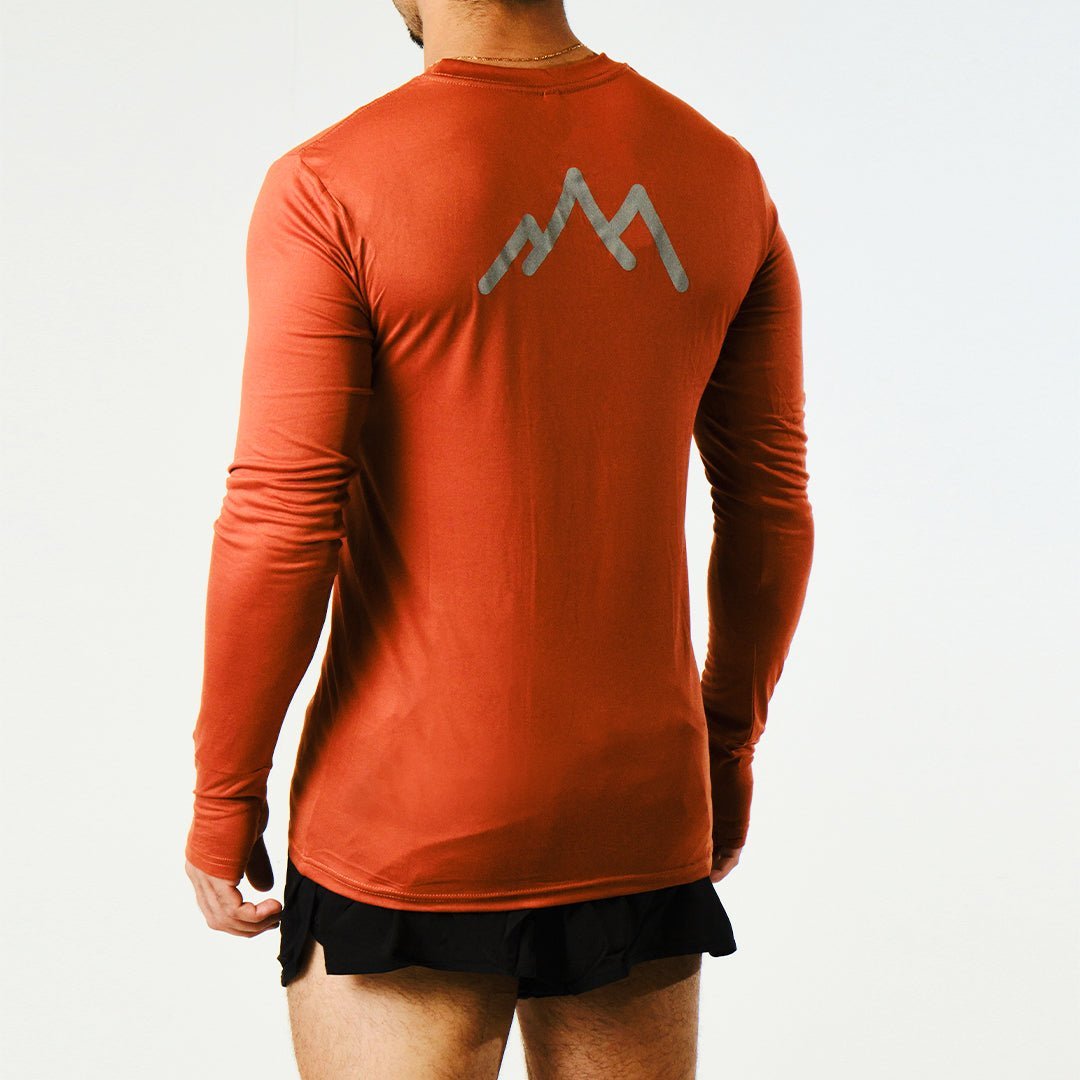 Men's Tarkine Long Sleeve  Ultra-Eco Run Tee (Orange/Standard Thickness) - Premium  from TARKINE SPORT - Just $86! Shop now at TARKINE ATHLETICS