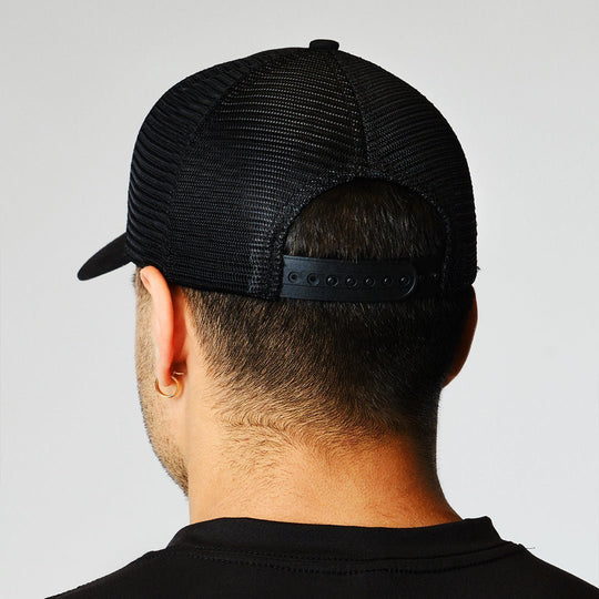 Men's Canopy Trucker Hat Black - Premium caps from TARKINE SPORT - Just $50! Shop now at TARKINE ATHLETICS